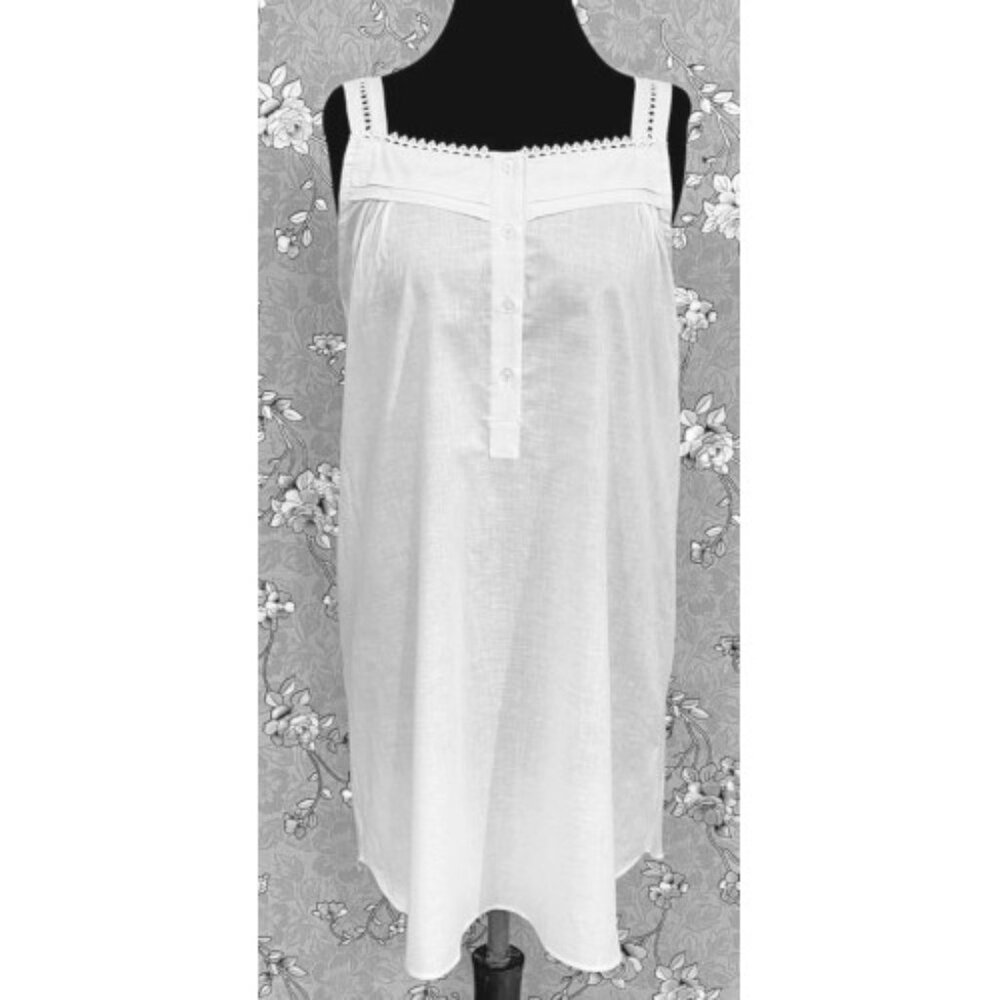 SoieRose Sleek 100% Cotton Victorian Nightgown – White - SR1117